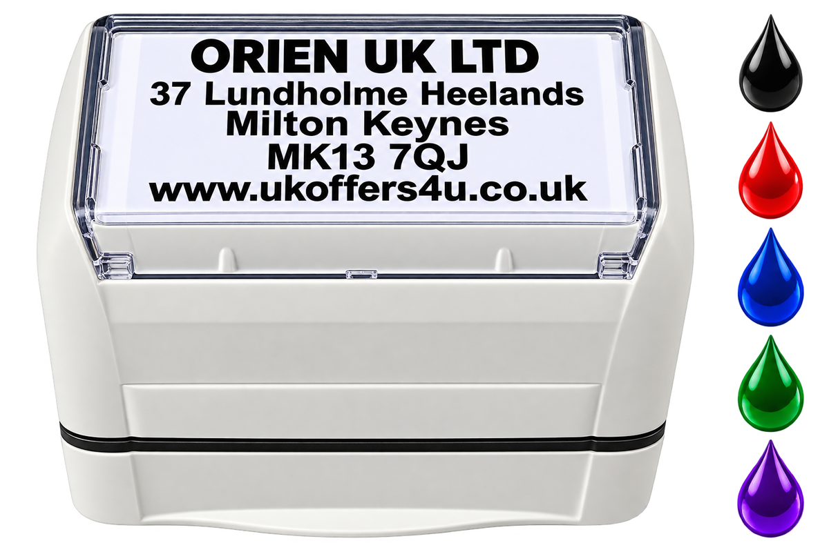 Personalised Pre-Inked Business Stamp – Custom Logo & Text, Crisp & Refillable