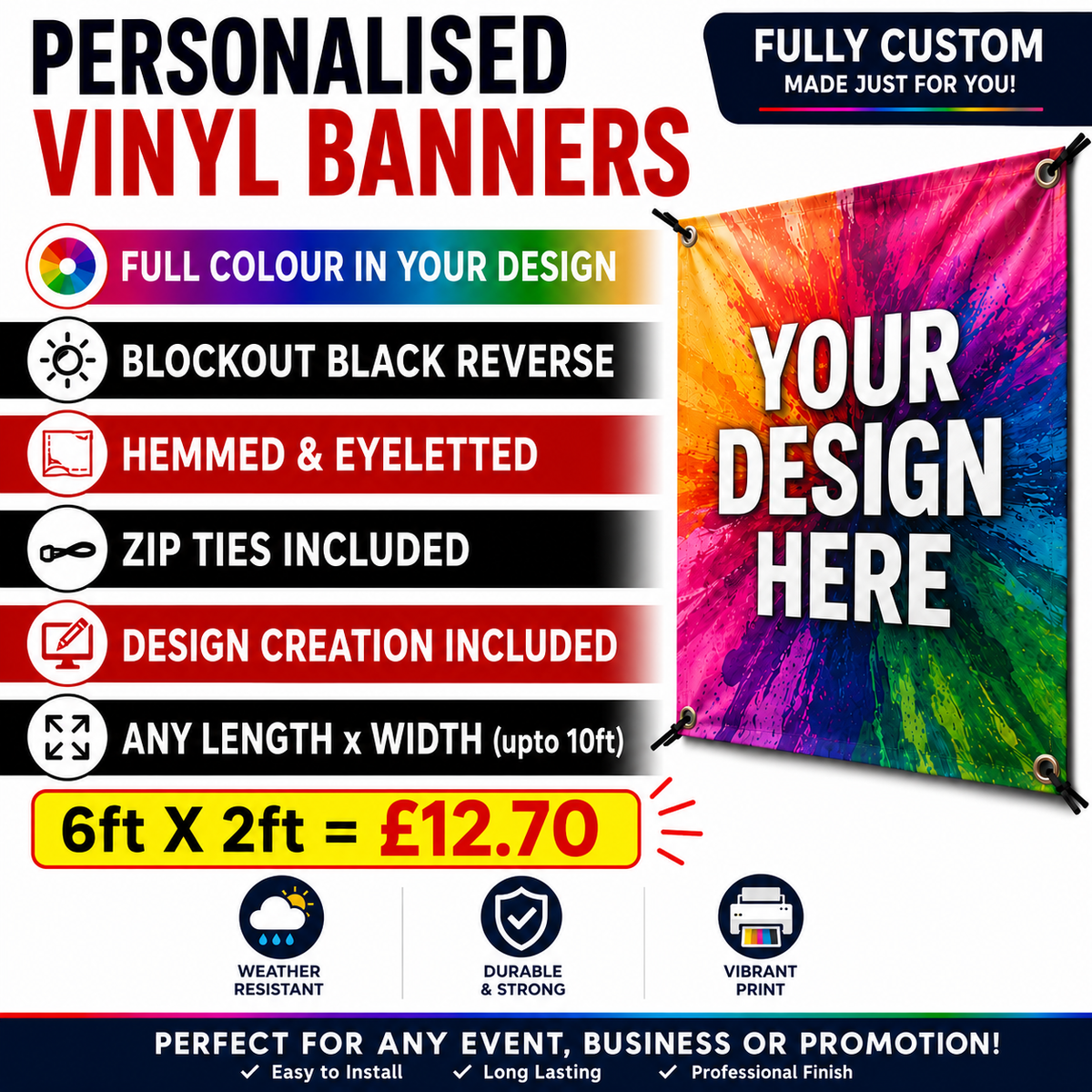 Personalised PVC Vinyl Banner Custom Outdoor Advertising Business Printed Sign
