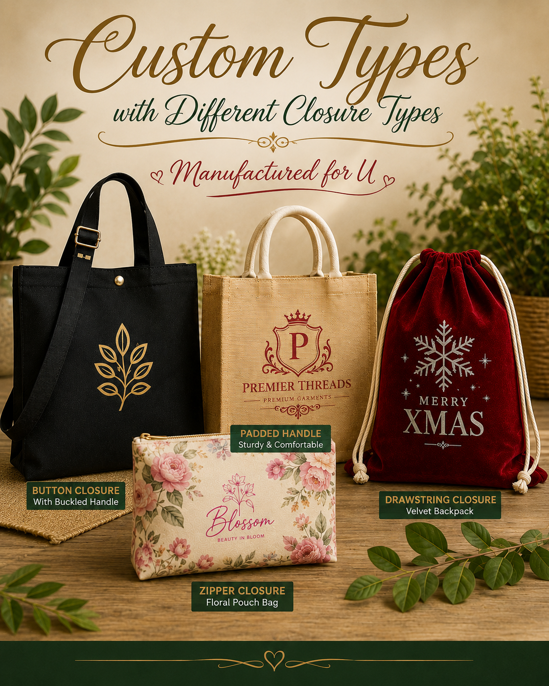 Custom Printed Cotton Tote Bag Personalised Logo Shopping Bag Any Quantity Size