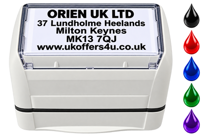 Personalised Pre-Inked Business Stamp – Custom Logo & Text, Crisp & Refillable