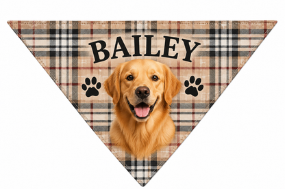 Custom Triangle Dog Bandana Personalised Design Text Photo Hi-Vis Reflective Option