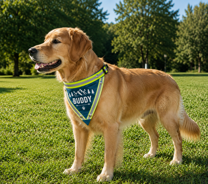 Custom Triangle Dog Bandana Personalised Design Text Photo Hi-Vis Reflective Option