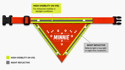 Custom Triangle Dog Bandana Personalised Design Text Photo Hi-Vis Reflective Option