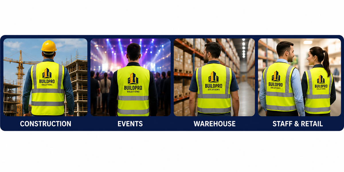 Personalised Hi Vis Vest Full Colour Logo Print + FREE Custom Printed Lanyard