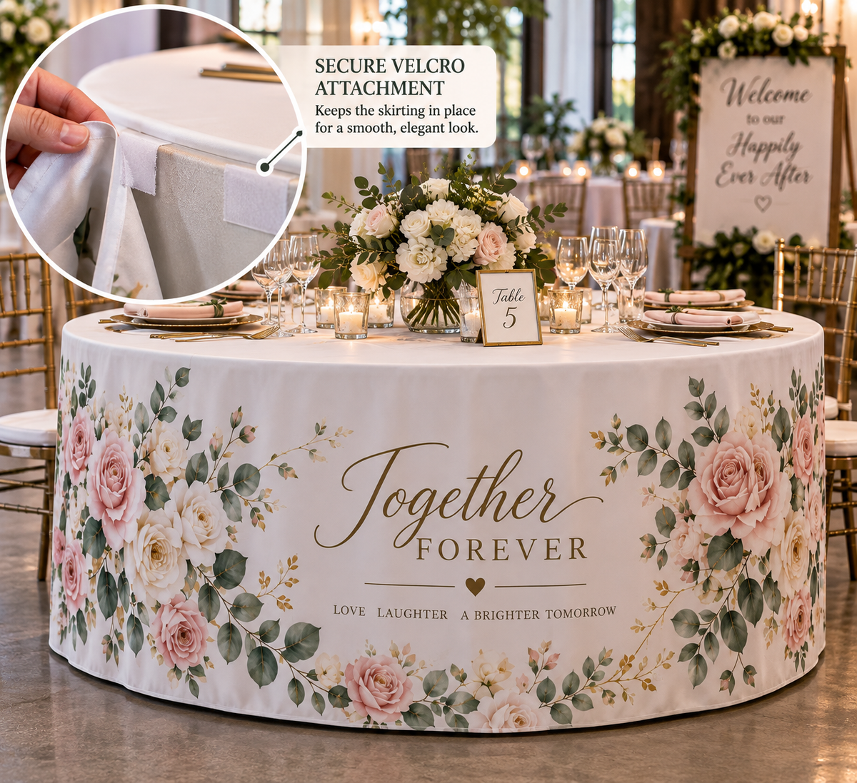 Personalised Custom Printed Table Skirting Polyester Exhibition Trade Show Event