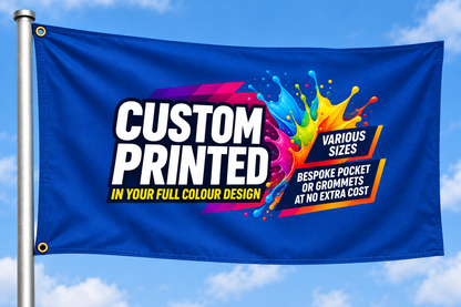 Personalised Custom Printed Flags All Sizes Any Shape with Grommets & Cable Ties