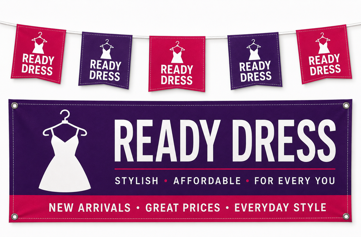 Custom Market Stall Colour Banner & Bunting Set | Personalised Business Display