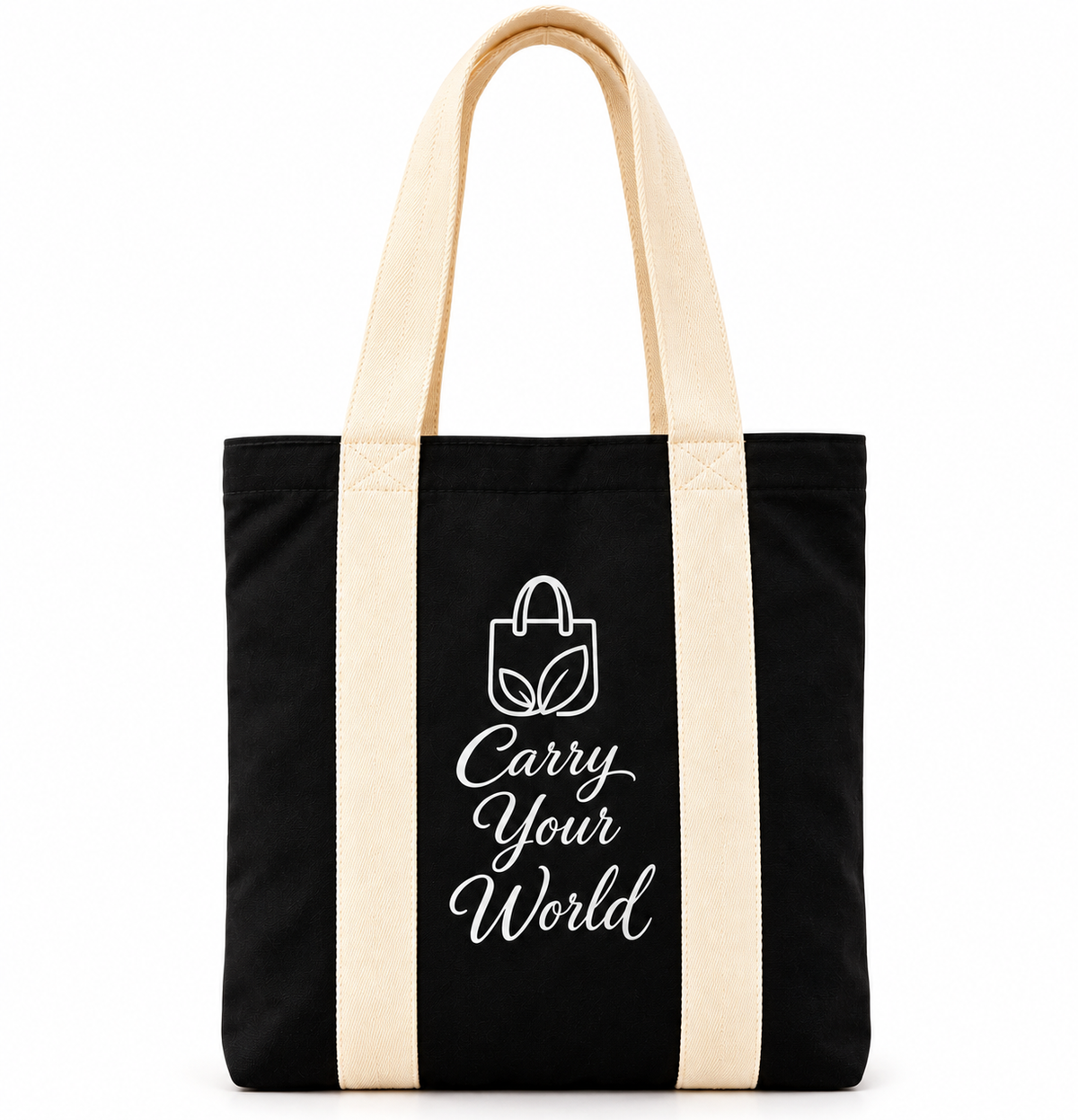 Black Cotton Canvas Tote, Reusable Shopper, Long Shoulder Handles, 50mm Wide Straps, Eco Friendly Bag, University, Art, Grocery Gift