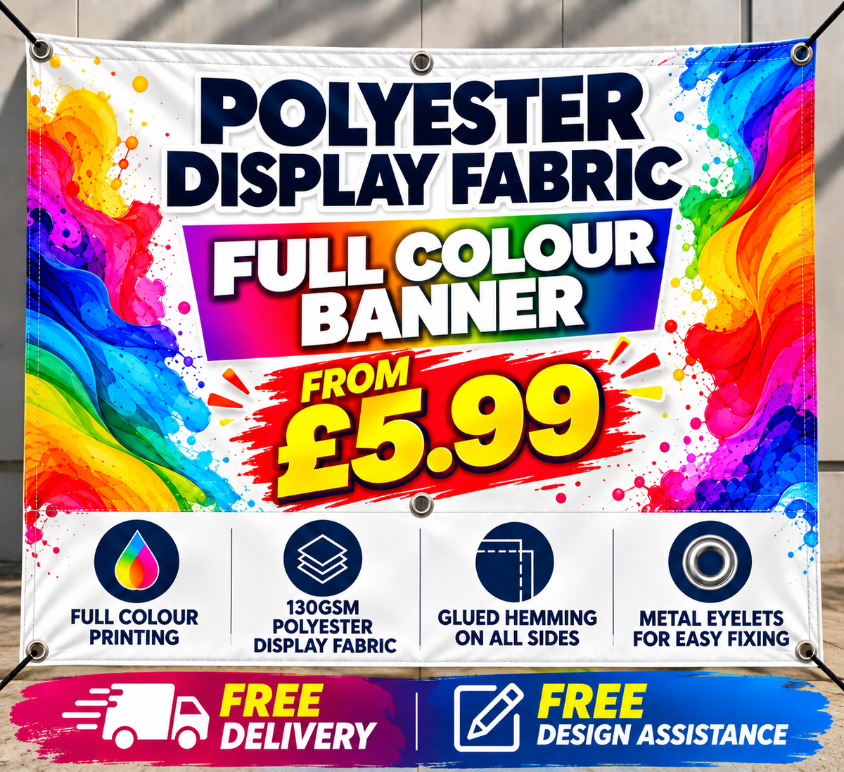 Custom Fabric Polyester Personalised Advertising Banner Printed Business Display