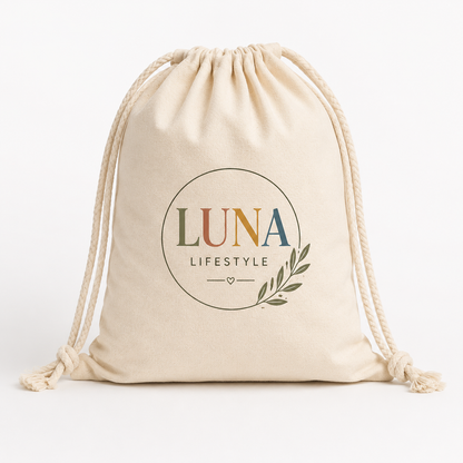 Personalised PolyCotton Drawstring Bag Custom Printed Colour Design Wholesale