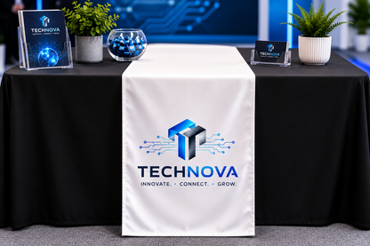 Personalised Table Runner with Back Pocket | Custom Printed Logo Event Cloth